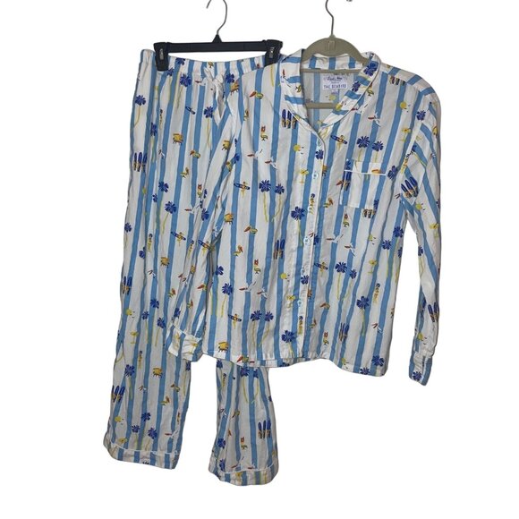 Sant Abel Womens Pajamas Set Size Large Blue Striped The Seabird Pure Cotton - Picture 9 of 10